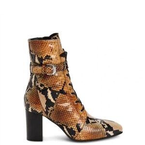 Aquatalia Brown Snakeskin Lace Up Boots